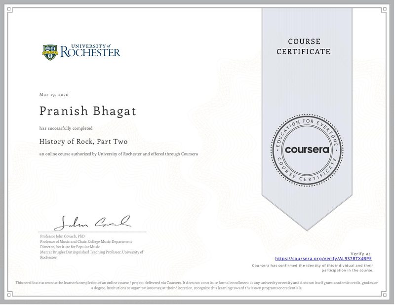 certificate for history of rock, part two — University of Rochester