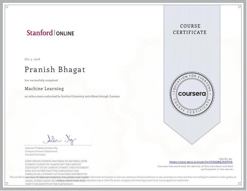 certificate for machine learning — Stanford